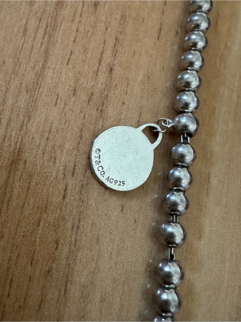 Tiffany & Co Sterling Silver Bead Bracelet with Return to Tiffany Circle Tag - Picture 3 of 5